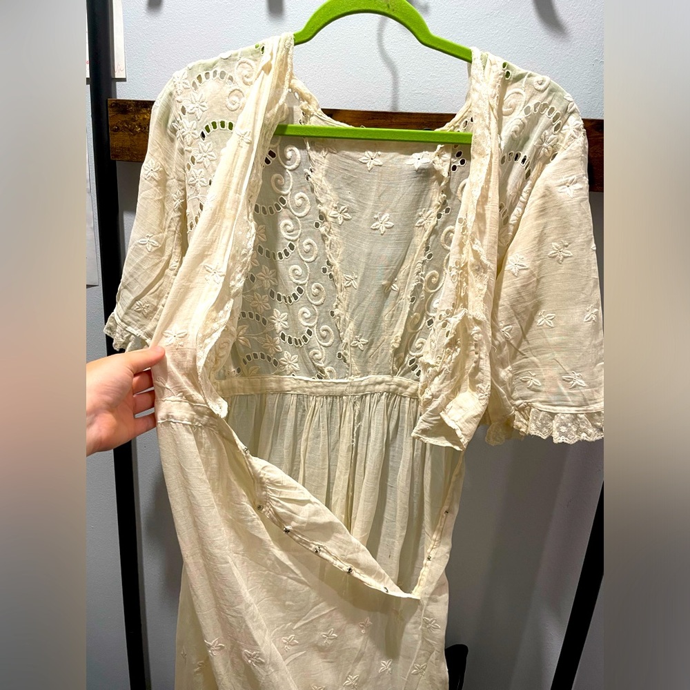 Victorian Edwardian 1870s Antique Floral Prairie Dress - Picture 10 of 12